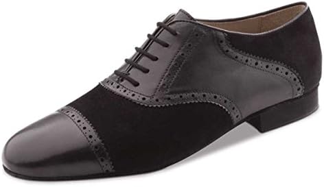 Mens Dance Shoes 28047 - Black Leather/Nubuck - 1,5 cm Micro-Heel