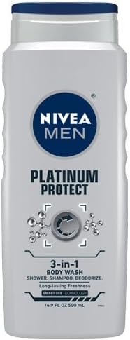 Nivea For Men Platinum Protect Deodorizing Body Wash Ocean Burst 16.9-Ounce (Pack Of 2)