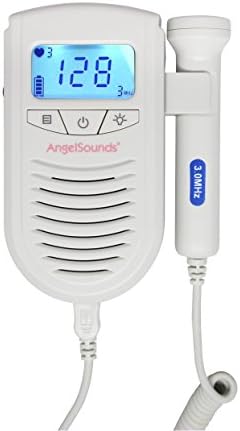 Angelsound | dopplersupplies Professional Monitor Detector of Heartbeat caridiaco Foetal 3 MHZ Fetal dppler with Backlit screen LCD- Pink Version + 20 ml Ultrasound Gel