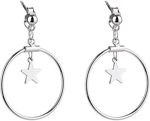 BABYQUEEN Ear Studs Women's Simple 925 Sterling Silver Student Earrings Ear Ornaments Accessories After Circle Hanging Stars.
