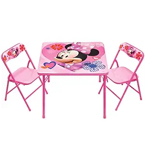 Minnie Mouse Activity Table Set with 2 Chairs for Girls Ages 3-7 Years Old