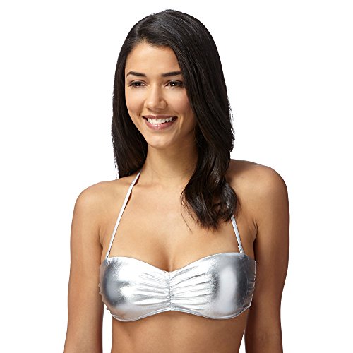 Red Herring Womens Silver Bandeau Halter Neck Bikini Top 14