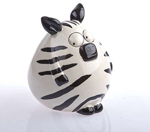 by-Bers Serengeti Spardosen aus Keramik, außergewöhnliches Design, handbemalt, als Löwe, Affe, Tiger, Giraffe, Nashorn, Nilpferd, Rosarote Panther Zebra Spardose, Sparbüchse Sparschwein oder Sparkasse im besonderen Design (Zebra) - 2