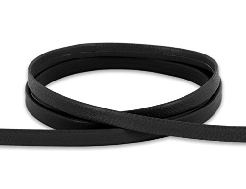 AURORIS - weiches flaches Nappalederband gefaltet Breite 5 mm - Länge / Farbe wählbar - Variante: 1m / schwarz