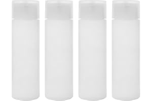 LONGWAY 4 Stück 50 ml Reiseflaschen, leer, nachfüllbare Quetschflasche mit Klappverschluss, transparente Kunststoff-Flaschen für Make-up, Duschgel, Toilettenartikel, Flaschen für Reisen, Shampoo, Lotion