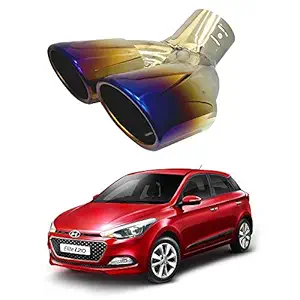 Oshotto Stainless Steel Dual Pipe SS-012 Car Exhaust Muffler Silencer Cover Compatible with Hyundai i20 Elite/Active 2014-2020 (Multicolor)