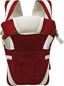 Smilecasters Adjustable Hands-free 4-in-1 with Comfortable Head Support & Buckle Straps Baby Carrier (Maroon)