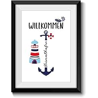 Wand Deko Bild DIN A4 Print WOHNEN HEIMATHAFEN 1 Geschenkidee ohne Rahmen Poster Plakat Wandbild