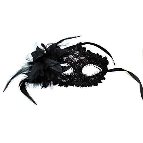 SUMERSHA Spitze mit Strass Liles venezianischer Maske Maskerade-Halloween-Kostüm (Schwarz) - 2