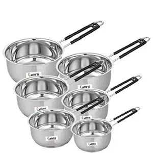 CAMRO Extra DEEP Sauce PAN ENCAPSULATED Bottom Induction Base Stainless Steel Set of 6 (No.10, No.11, No.12, No.13, No.14 & No.15))