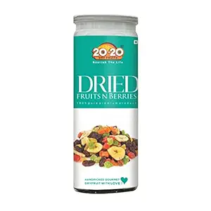 20-20 Dry Fruits Dried Fruits N Berries - Cranberries, strawberry, Kiwi, Mango, papaya, - Healthy Snack for Kids and Adults - 200g