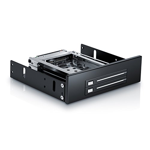 Aplic - 5,25“ Dual Wechselrahmen / Mobile Rack für 2x 6,4cm (2,5") Festplatten | SATA I/II/III und SSD-fähig | Hot Plug | 2x Festplatten in 2,5" (6,4cm)
