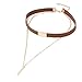 Produktbild PinzhiBrown Samt Legierungs Ketten Choker Halsketten Mehrschichtiger Charme-Metallstab-hängende Schellfisch-Kragen-Halsketten-Frauen-Art- und Weiseschmucksache-Geschenk-Zusätze