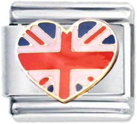Union Flag Heart Enamel Italian Charm - fits Nomination Classic Bracelet - (Exclusive to Amazon)