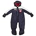 Baby Boys/Girls Mountain Rescue Shell Hooded Winter Snowsuit/Romper With Mittens And Feet (6/12 Months) (Navy/Cream)