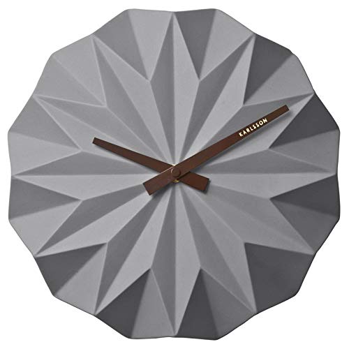 Karlsson Origami Uhr, Wanduhr, Keramik, Grau, One Size