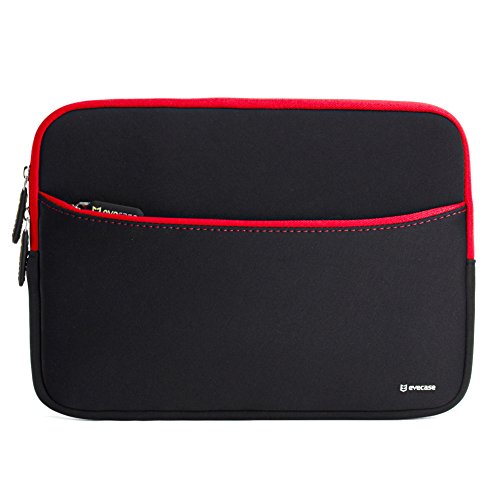 Laptophülle, Evecase Universal 11.6 Zoll Neopren Laptop Schutzhülle mit vorderseitigem Zubehörfach für Laptops Notebook Ultrabook Macbook – Schwarz/Rot - 2