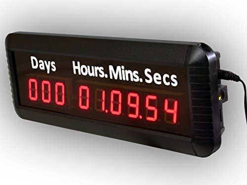 EU 9Digits 1″ LED Days Countdown CountUP and Clock Red Color 999 Days with Hours Minutes Seconds IR Remote Control Aluminum Casese - 2