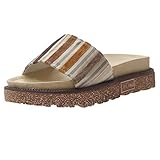 friendGG Damens Summer Ethnic Wind Kontrastfarbe Gestreifte Offene Zehe Hausschuhe Freizeitschuhe