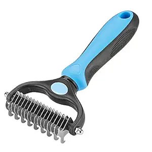 VWMYQ-Pet Grooming Tool - 2 Sided Undercoat Rake for Cats and Dogs - Safe Dematting Comb for Easy Mats & Tangles Removing - No More Nasty Shedding and Flying Hair