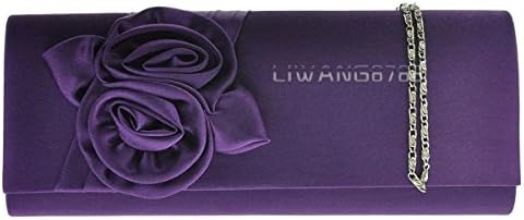 wocharmSatin Envelope Floral Flower Wedding Ladies Party Prom Evening Clutch Bag Handbag UK Post