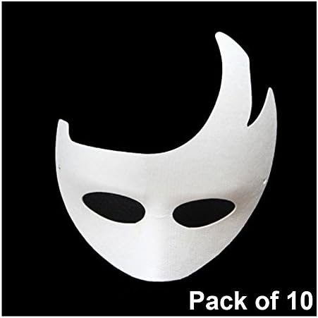Super44day 10x White Paper Pulp Paper Mache Face Masks for Children to Paint, Halloween Party Mask White,Balls Performances Halloween,Jabbawockeez,Mask Cosplay, Decorate and use for Fancy Dress (Pack of 10)+Dyed Goose Feather for Decoration Craft (Unicorn)