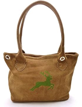 Braune Trachtentasche Dirndltasche echt Leder mit oliver Trachtenstickerei Hirsch