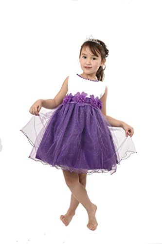 Girls Gorgeous Dress Tiara included! Attached Necklace Flowers Lace Perfect For Bridesmaid Princess Party Wedding Christening Prom Pageant 4-10 Years (Purple, 6-7 Year)