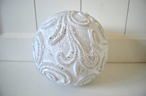 Kugel Keramik Dekokugel ca. 15cm Durchmesser grau weiß shabby Ornament Deko rustikal Garten - 2