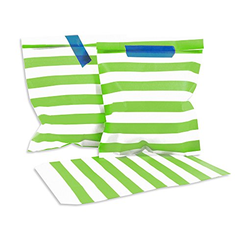 25 Frau Wundervoll Papiertüten / Geschenktüten / Candy Paper Bags - maigrüne Streifen -