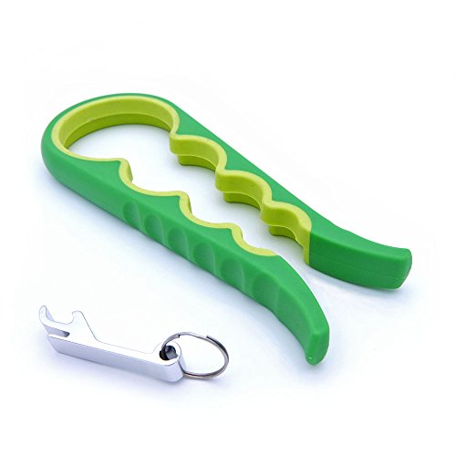 Pazzi Glasöffner und Bier Flaschenöffner Schlüsselbund, Gummisilikon Glas Deckelöffner Gute Griffe Einfache Twist für Ältere Seniors Arthritis, mit Geschenk Klein Tasche Flaschenöffner aus Metall