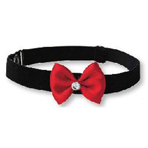 Black-velvet-red-bowrhinestone-adjustable-one-size-by-Vivog