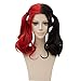 Women's Fashion Half Red and Black Weave Cosplay Wigs