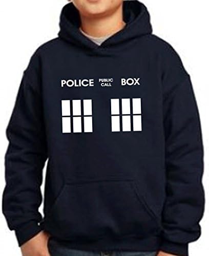 New Inspired Police Box Dr who Tardis Hoodie Quality Printed hooded Sweatshirt (Kids (9-11))