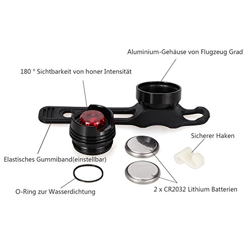 LED Fahrradbeleuchtung, CREE XML-T6 LED Fahrradlampe Set inkl. Frontlicht & 2 Rücklicht, Zoombar, 600LM, 7 Licht-Modi, Farradlicht Set für Radfahren, Camping und täglichen Gebrauch, Wasserdicht Schwarz - 5