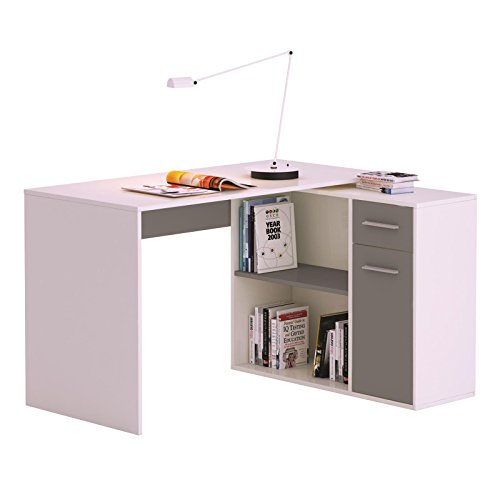Eckschreibtisch LENA Schreibtisch Computertisch in wei / grau, mit Regal, 120 x 75 x 91,5 cm Eckschreibtisch LENA Schreibtisch Computertisch in wei / grau, mit Regal, 120 x 75 x 91,5 cm