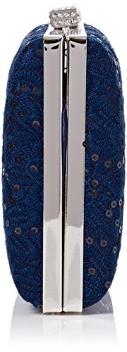 Quiz Womens Lace Sequin box Clutch Blue (Navy)