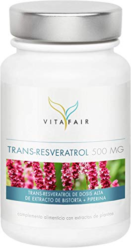 Trans-Resveratrol | 500mg por porción | 60 cápsulas | Extracto de raíz de fallopia japonesa | Vegano | Máxima biodisponibilidad | Hecho en Alemania