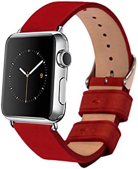 Monowear Lederbracelet red silverpolierter adaptor 42mm