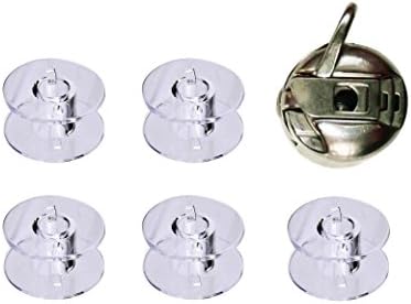 Univ Set of 5 Plastic and canillero Metal Bobbins for Sewing Machines