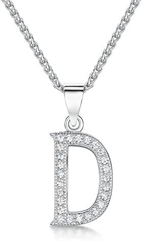 Just Jo Initial 'D' Sterling Silver and Cubic Zirconia Letter Pendant on 41-46cm Spiga Chain