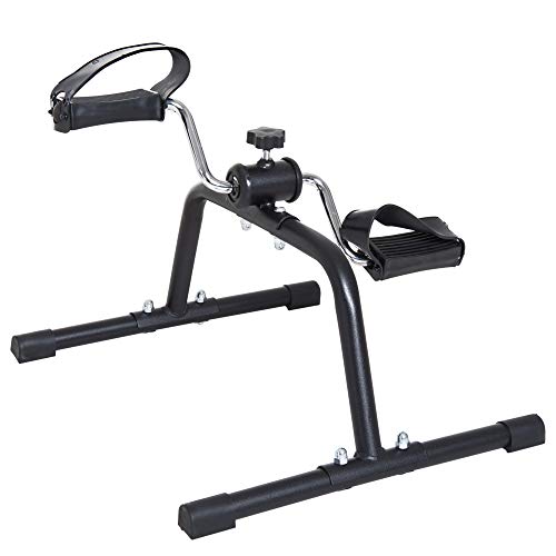 Homcom Minibicicleta Estática Pedalier Aparato de Ejercicios Brazos y Piernas Resistencia Ajustable 40x47x35cm Acero