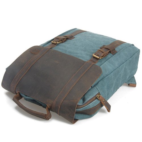 Vintage Rucksack,Estarer Canvas Leder Daypack/Laptoprucksack 15 Zoll Blau - 4