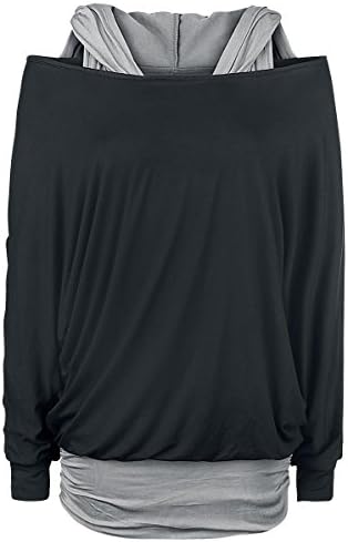 Black Premium by EMP Hooded Bat Double Layer Girls Longsleeve Black-Grey XXL