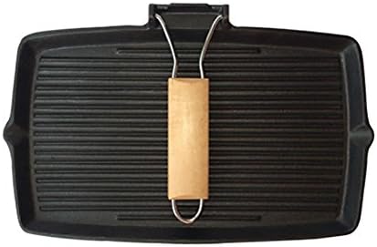 DDY Cast iron pan frying pan steak plate Non-stick pan rectangle stripes , B