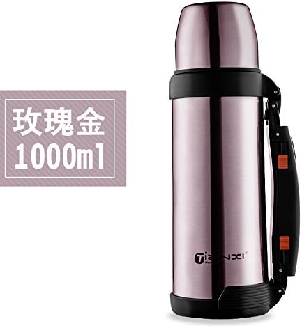 LKJH*The thermos jug campaign outdoor home insulated cup warm water bottles and Stainless Steel High Capacity car travel kettle, Rose Gold