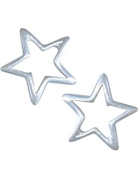 Janusch Ohrstecker Stern cut-out 925 Sterling-Silber matt, Serie Mond und Sterne