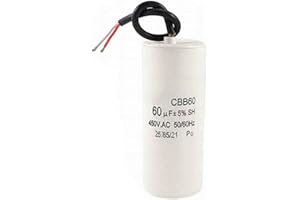 YUTOKEER Cbb60 Motor Capacitor with Wire Lead 60Uf 450Vac Frequency 50/60Hz White Capacitor
