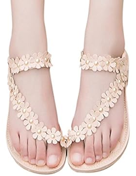 Omiky® Sommer Böhmen süße Perlen Sandalen Clip Toe Sandalen Strand Schuhe