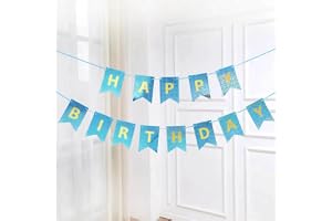Celebrationz Happy Birthday letter banner, 2m long, Pink/Blue/Gold/Black - Assorted